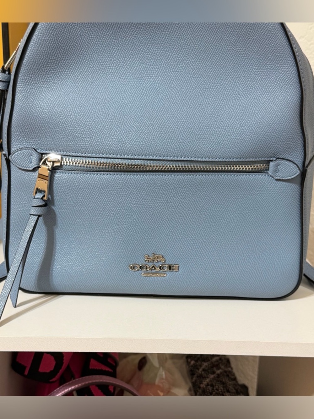 Coach Sky Blue Leather Backpack - Picture 2 of 11